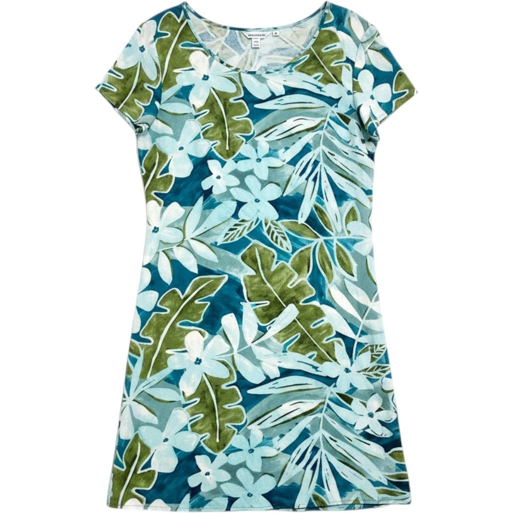 Jams World Vintage Honoka'a Tropical Floral Leaf Print Shift Dress Size Large